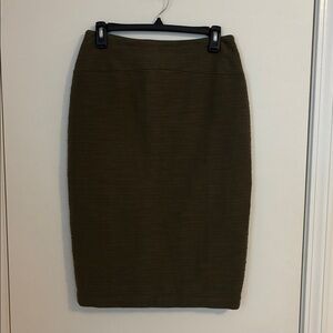 Moulinette Soeurs Green Linen Cotton Blend Zip Up Pencil Skirt Size 6
